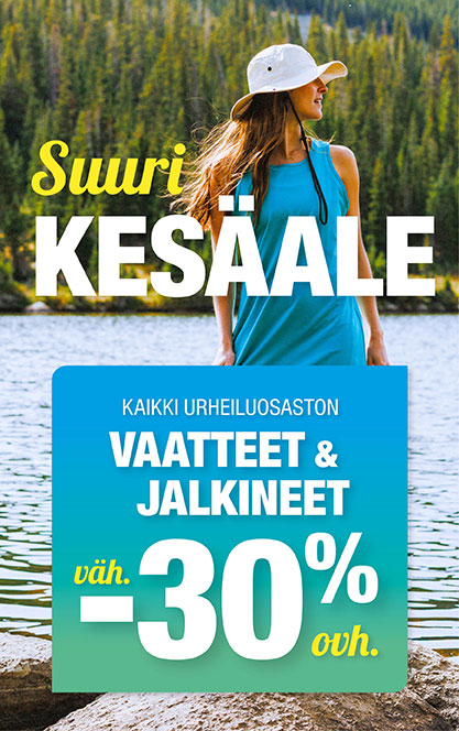 Suuri Kesäale – vaatteet ja jalkineet -30% ovh.
